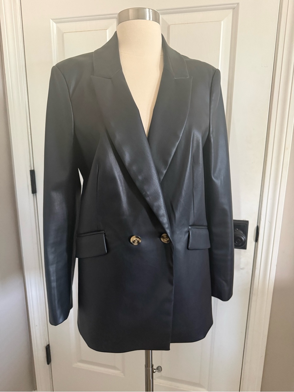 Mint Velvet 
Tailored Black Faux Leather Blazer Jacket for Women